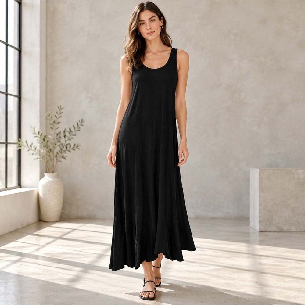 Chico's Travelers Maxi Dress Size 3 Black Sleeveless Tank